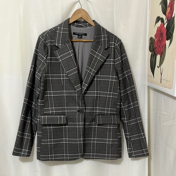 French Connection Black White Striped Oversized Blazer - Picture 1 of 5